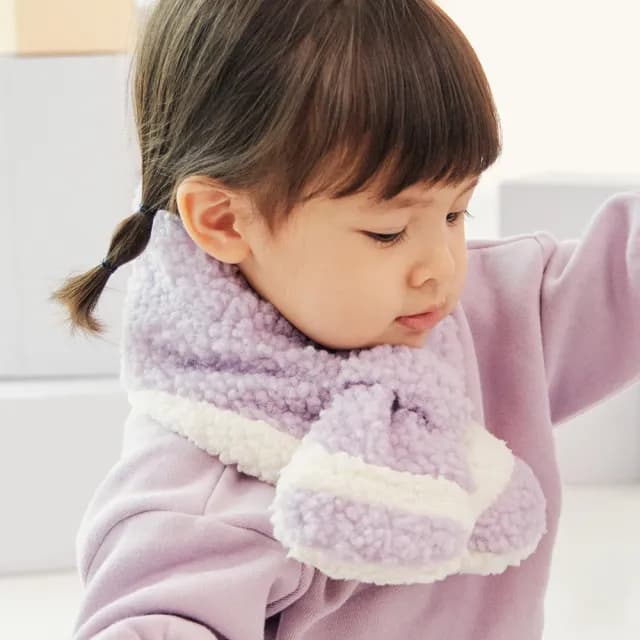 【Happy Prince】韓國製 Porin淺紫雪絨內裡嬰兒童圍巾(保暖寶寶圍脖圍兜口水巾)