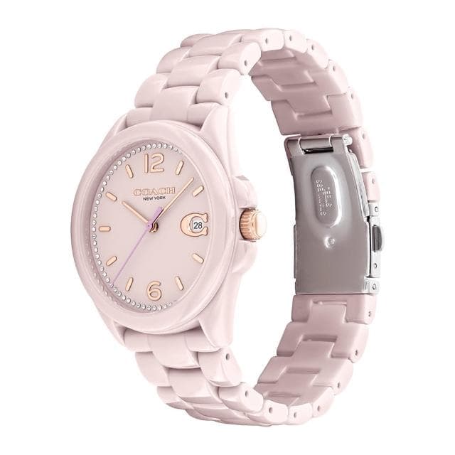 【COACH】官方授權經銷商 優雅質感陶瓷晶鑽腕錶-36mm/粉 生日 禮物(14503926)