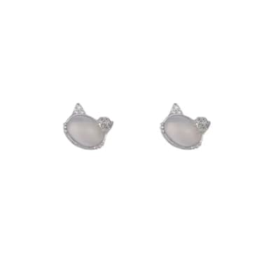 【海藍樂木珠寶 La Morongo Jewelry】S925銀日系貓咪耳釘(S925銀 耳釘 俏皮 貓咪)