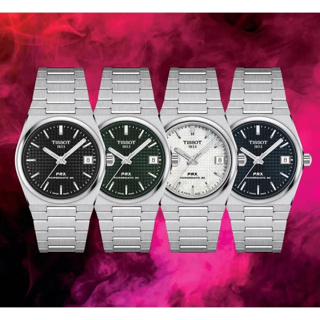 【TISSOT 天梭 官方授權】PRX系列 70年代復刻機械女錶-藍/35mm 手錶 送禮 推薦(T1372071104100)