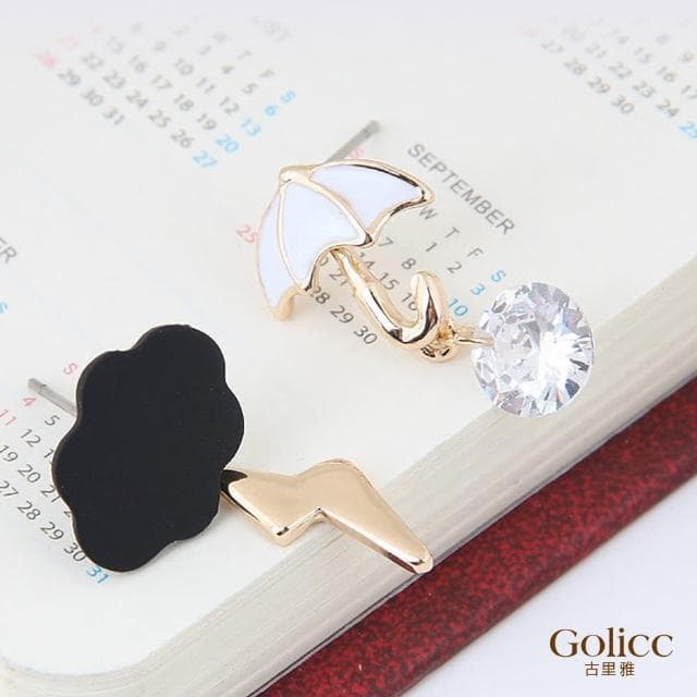 【Golicc】耳環 韓版 創意 雲朵 雨傘(母親節 生日 情人節 飾品 耳釘 耳飾 耳墜 禮物)