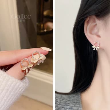 【Golicc】耳環 森系 小巧 貓眼(母親節 生日 情人節 飾品 耳釘 耳飾 耳墜 禮物)