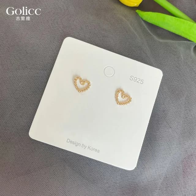 【Golicc】耳環 韓版 簡約 麻花 愛心(七夕 情人節 生日 飾品 耳釘 耳飾 耳墜 禮物)
