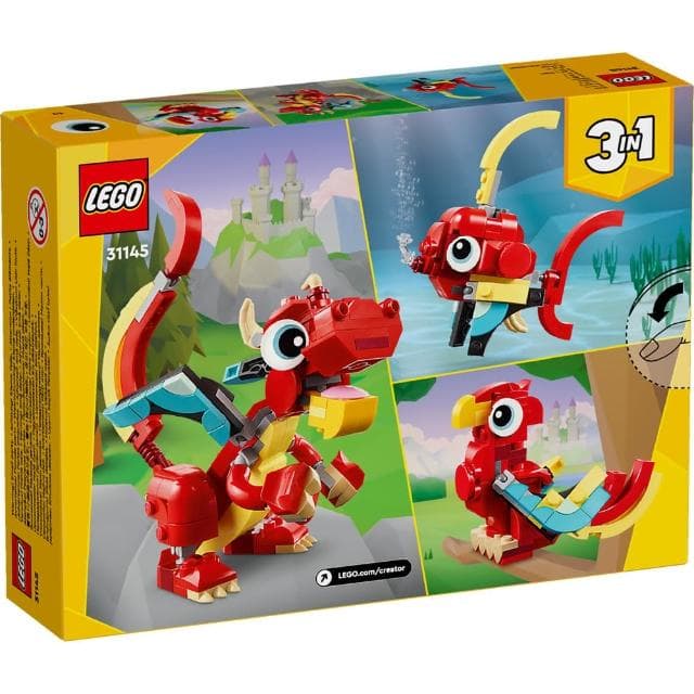 【LEGO 樂高】創意百變系列3合1 31145 紅龍(禮物 動物玩具 三種組裝方式)