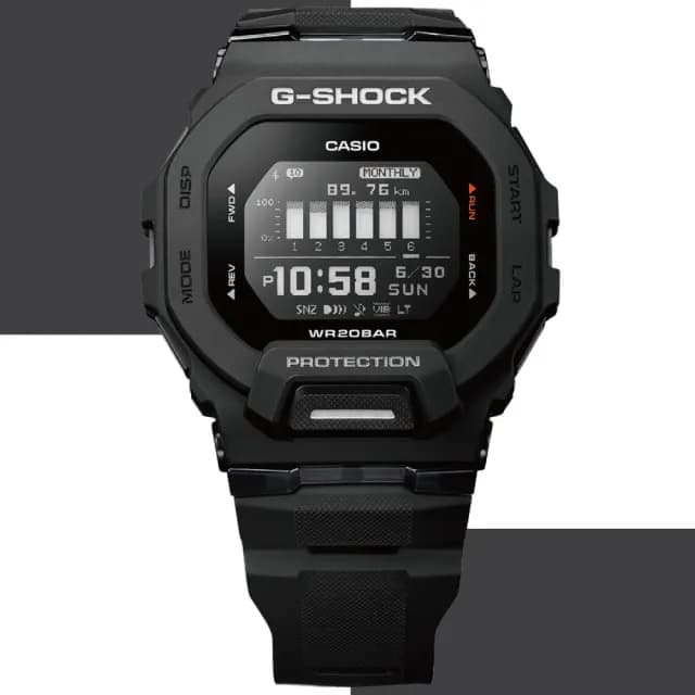 【CASIO 卡西歐】G-SHOCK 藍牙連線 方形運動腕錶 父親節 禮物  送禮 推薦(GBD-200-1)
