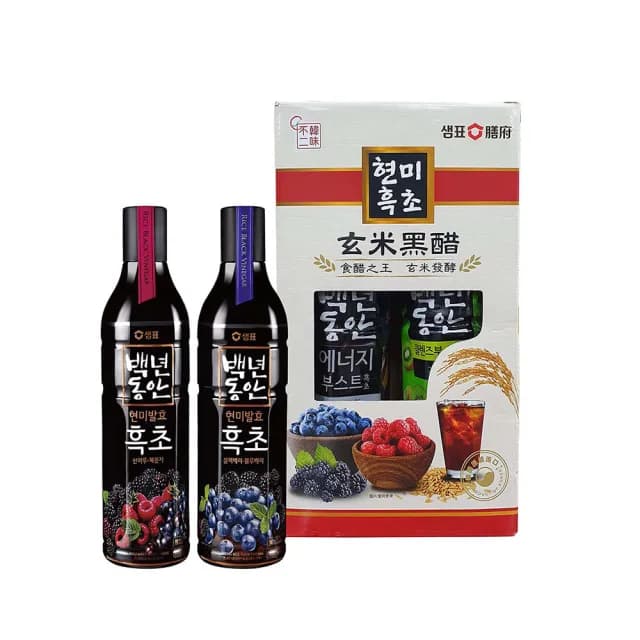 【韓味不二】韓國原裝膳府玄米黑醋禮盒 900mlx2入 含運價(送禮推薦/年節禮盒/春節禮盒/端午送禮/中秋送禮)