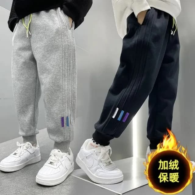 【小衣衫童裝】男童運動褲秋冬款中大童褲子一體加絨休閒長褲(1121204)