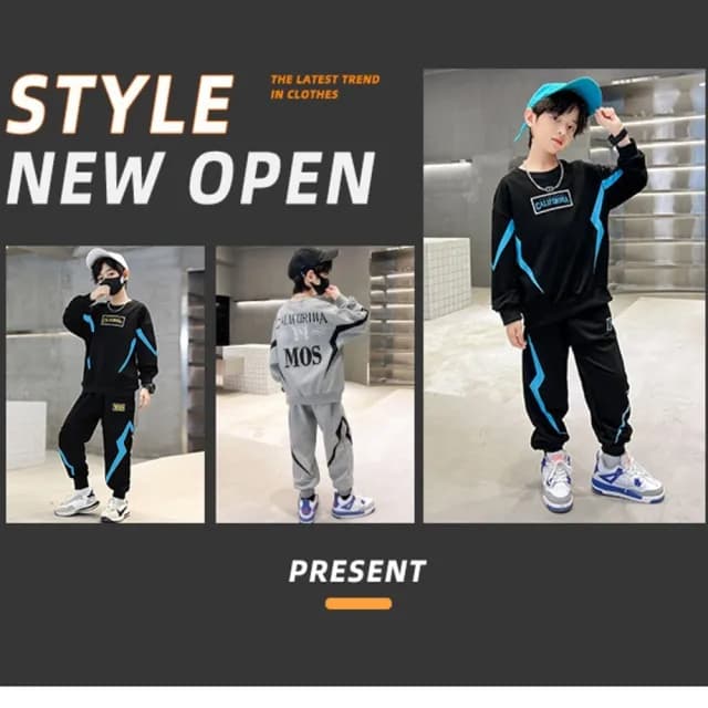 【小衣衫童裝】中大男童酷炫時尚運動套裝(1121205)