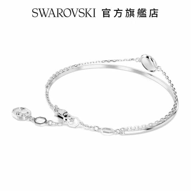 【SWAROVSKI 官方直營】Sublima 手鐲 白色 鍍白金色 母親節禮物