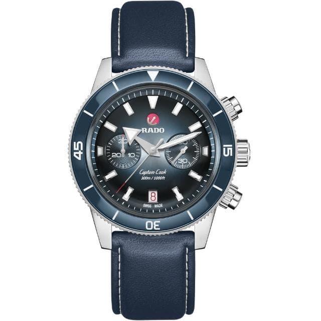 【Rado 雷達表 官方授權】庫克船長 300米潛水計時機械錶 套錶-43mm R03推薦 送禮 禮物 推薦(R32145208)