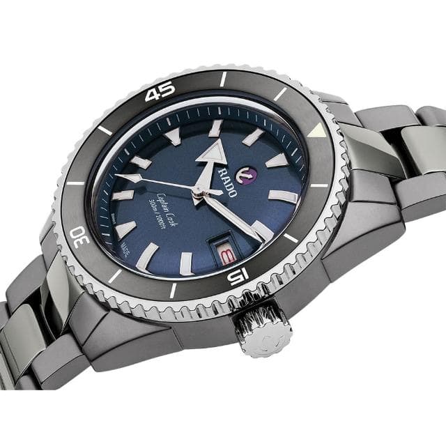【Rado 雷達表 官方授權】庫克船長 高科技陶瓷300米潛水機械錶-43mm R03推薦 送禮 禮物 推薦(R32144202)