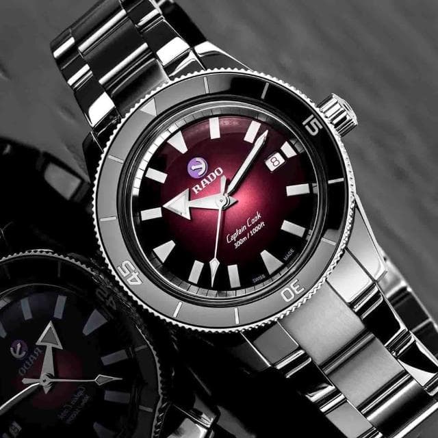 【Rado 雷達表】庫克船長 紅黑限定款 300米潛水自動機械錶-42mm R03推薦 新年 禮物 推薦(R32105353)