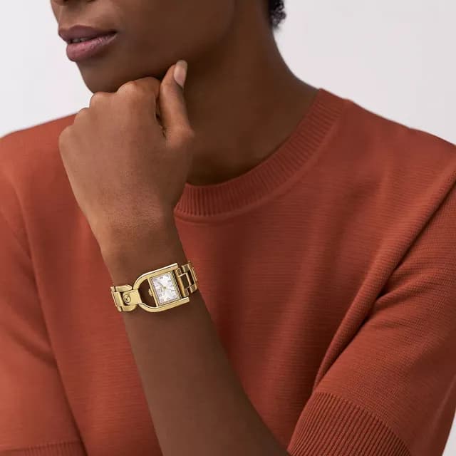 【FOSSIL】Harwell 復古鎖頭造型女錶-28mm 禮物 送禮 推薦(ES5327)