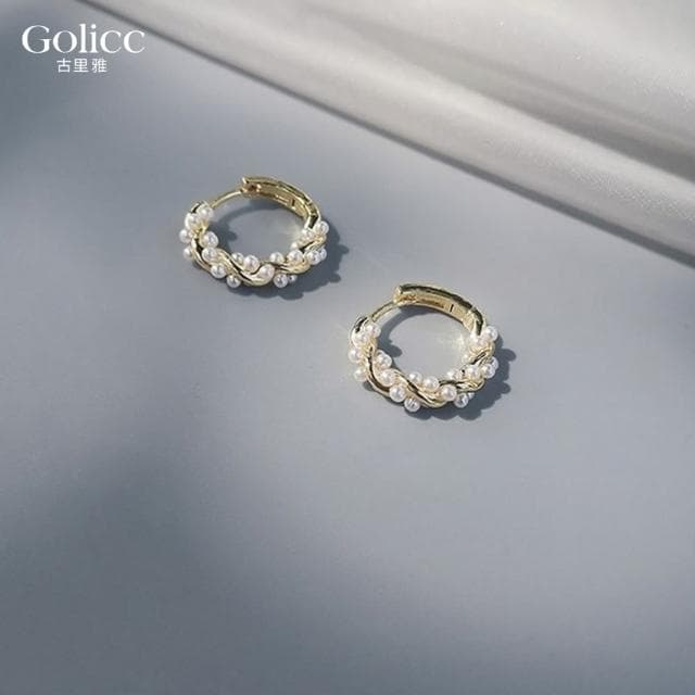 【Golicc】耳環 韓國 輕奢 纏繞 珍珠(母親節 生日 情人節 飾品 耳釘 耳飾 耳墜 禮物)