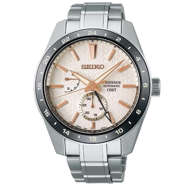 【SEIKO 精工】PRESAGE新銳系列 胡粉色 GMT機械腕錶 母親節 禮物 推薦(SPB273J1/6R64-00G0S)