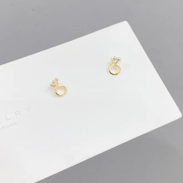 【Umi】一卡3對925純銀針微鑲鋯石LOVE字母單鑽戒指鑽石造型耳環(日韓時尚潮流耳飾耳針耳墜耳釘)