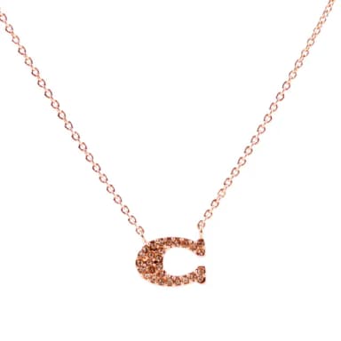 【COACH】C Logo水鑽項鍊(玫瑰金)