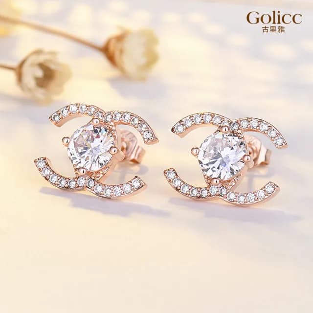 【Golicc】耳環 韓版 太陽之眼 鑲鑽(七夕 情人節 生日 飾品 耳釘 耳飾 耳墜 禮物)