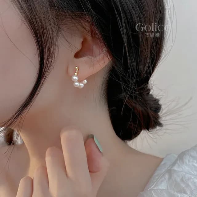 【Golicc】耳環 韓版 氣質 不規則珍珠(七夕 情人節 生日 飾品 耳釘 耳飾 耳墜 禮物)