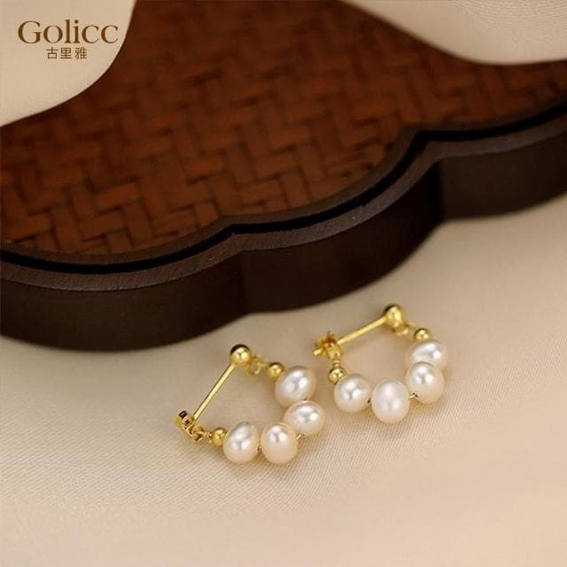 【Golicc】耳環 韓版 氣質 不規則珍珠(母親節 生日 情人節 飾品 耳釘 耳飾 耳墜 禮物)