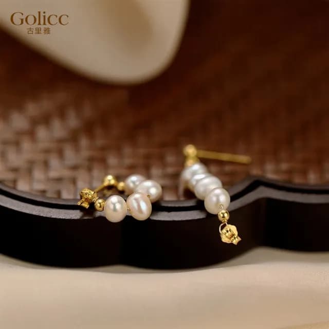 【Golicc】耳環 韓版 氣質 不規則珍珠(七夕 情人節 生日 飾品 耳釘 耳飾 耳墜 禮物)