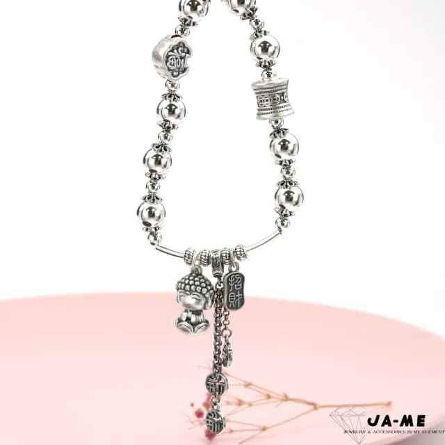 【JA-ME】999千足銀招財納福手鍊(77購物節/禮物/現貨)