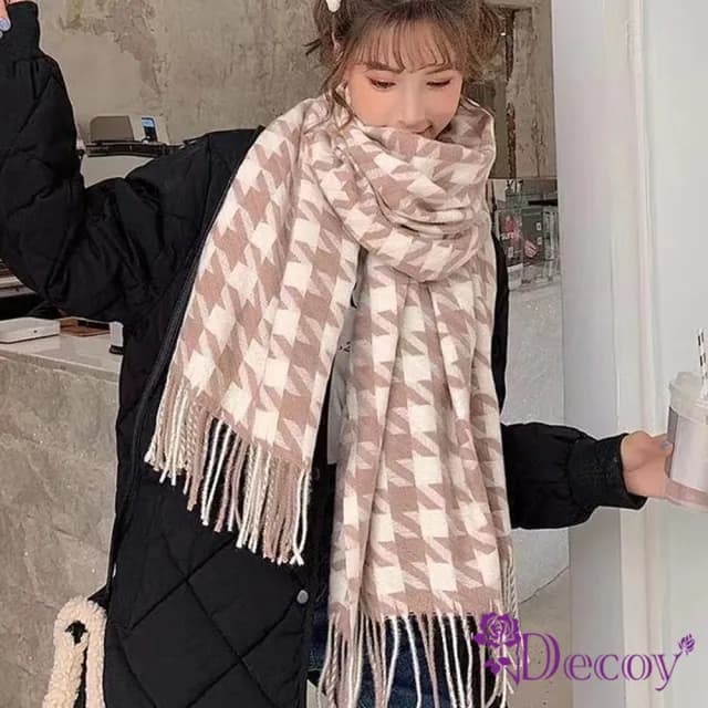 【Decoy】大方千鳥＊流蘇仿羊絨保暖圍巾(多色可選)