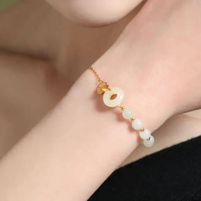 【MoonDy】包包 小眾手鍊 純銀手鏈 和田玉手鍊 平安扣手鍊  送女友 送媽媽 禮物 純銀手鍊 玉手鏈 玉