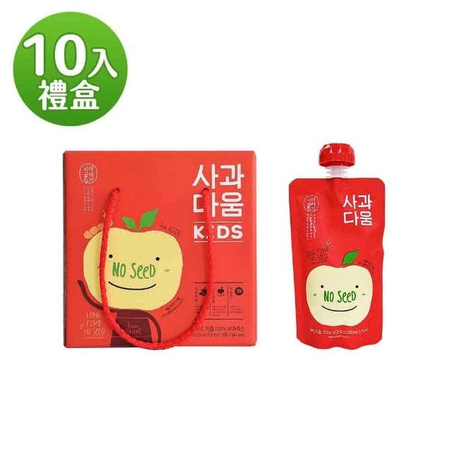【韓味不二】韓國原裝100%蘋果汁120ml*10入禮盒X1盒(送禮推薦/節日禮盒/春節禮盒)