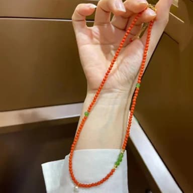 【MoonDy】串珠項鍊 南紅串珠項鍊 玉項鍊 珍珠項鍊 碧玉項鍊 米粒項鍊 鎖骨鍊 細項鍊 頸鍊  送女生 禮物