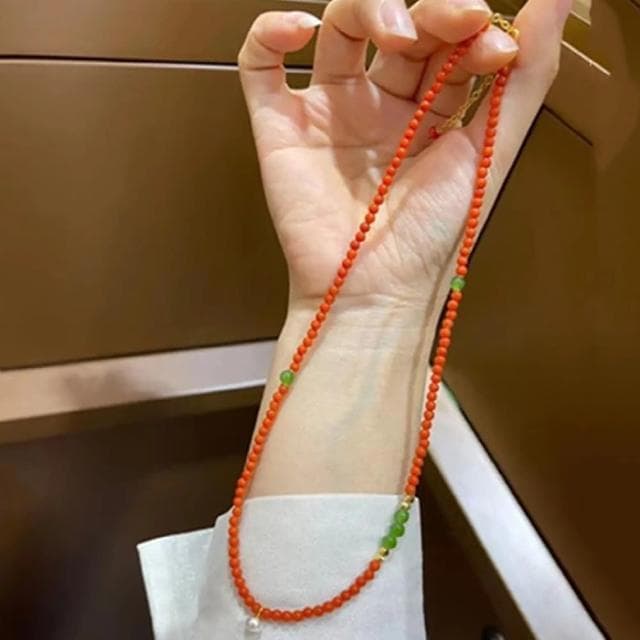 【MoonDy】串珠項鍊 南紅串珠項鍊 玉項鍊 珍珠項鍊 碧玉項鍊 米粒項鍊 鎖骨鍊 細項鍊 頸鍊  送女生 禮物