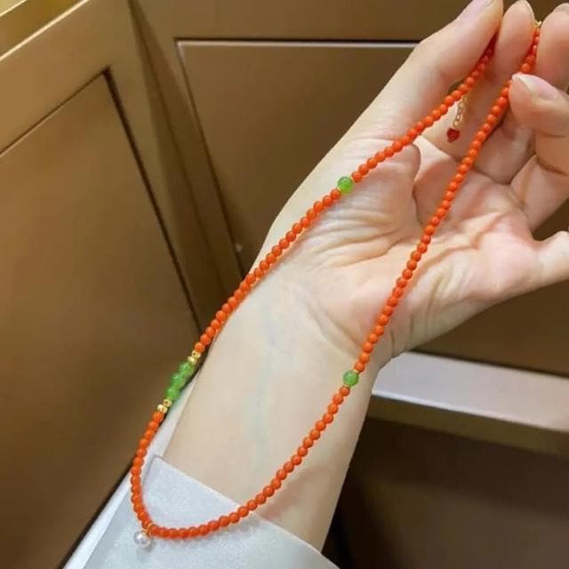 【MoonDy】串珠項鍊 南紅串珠項鍊 玉項鍊 珍珠項鍊 碧玉項鍊 米粒項鍊 鎖骨鍊 細項鍊 頸鍊  送女生 禮物