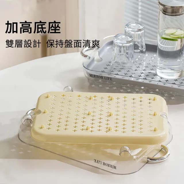 【SUNLY】奶油風杯子瀝水托盤 多功能雙層瀝水架 水果托盤 茶具水杯瀝水盤 收納架