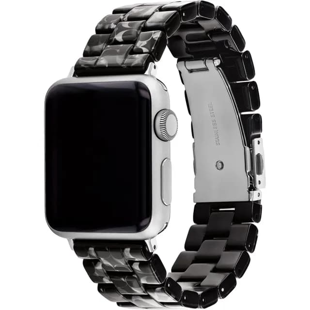 【COACH】Apple Watch 錶帶 38/41/42mm 適用 錶帶 - 黑色C字玳瑁紋 520禮物 送禮(不含手錶)