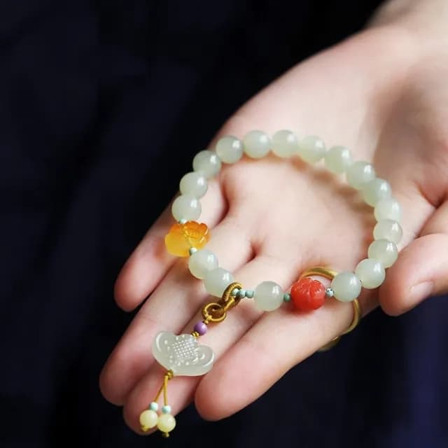 【LEESA】蜜蠟手串\南紅手串\玉手鍊\和田玉手鍊\保平安\中國風手鍊\女飾品\送長輩\生日禮物\串 