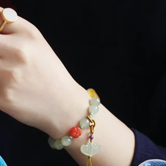 【LEESA】蜜蠟手串\南紅手串\玉手鍊\和田玉手鍊\保平安\中國風手鍊\女飾品\送長輩\生日禮物\串