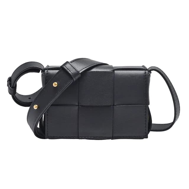 【BOTTEGA VENETA 寶緹嘉】CASSETTE經典編織小羊皮釦式斜背包(迷你-黑色666688-VMAY1-8425)