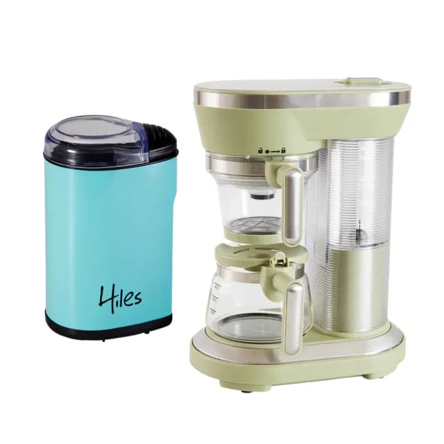 【Hiles】虹吸式咖啡機送電動咖啡豆研磨機(萃茶泡茶機/奶茶機/磨豆機)