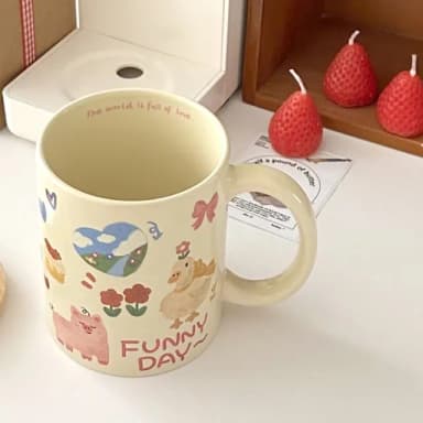 【可愛水杯】卡通可愛插畫塗鴉風馬克杯(咖啡杯 水杯 茶杯 牛奶杯 辦公室 居家 儀式感 禮物)