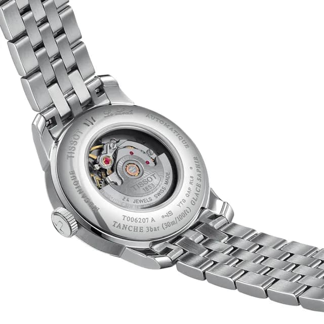 【TISSOT 天梭 官方授權】力洛克 48小時動力儲存真鑽羅馬數字機械套錶-29mm 情人節 禮物(T0062071103601)