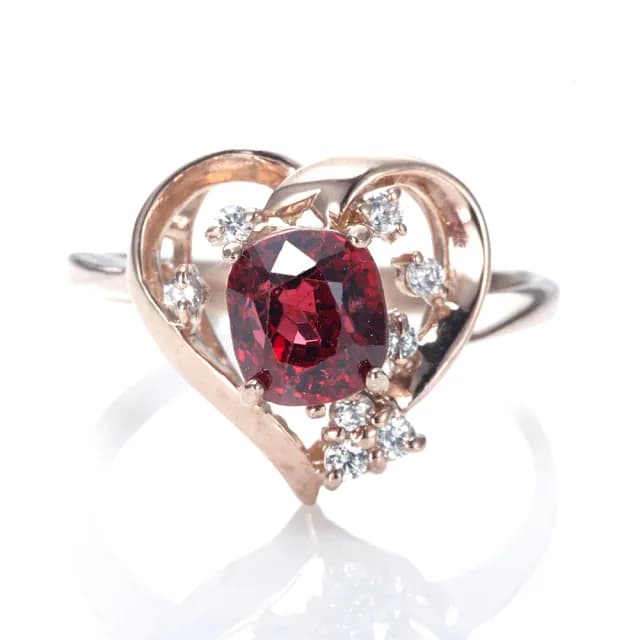 【DOLLY】1克拉 天然尖晶石晶鑽戒指(母親節 長輩送禮 交換禮物首選)