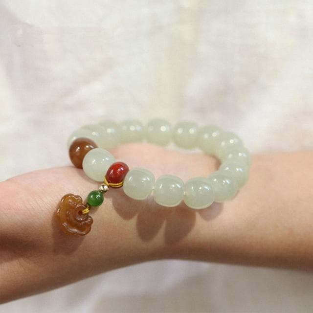 【MoonDy】粗手環 和田玉手鍊 玉手鍊 蘋果珠桶珠 串珠手環 平安手鍊 避邪手鍊 送長輩 送女生 生日禮物
