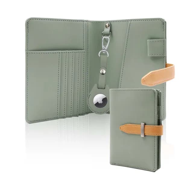 【Viita】雙11 韓系拼色Airtag防RFID盜刷護照機票包/扣式零錢包 綠