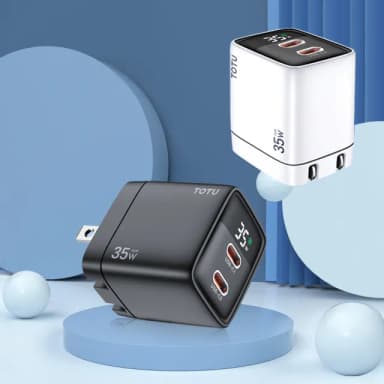 【TOTU】雙孔Type-C 35W GaN氮化鎵智能PD快充充電器 PD/QC3.0 充電頭 手機/平板豆腐頭(母親節禮物)