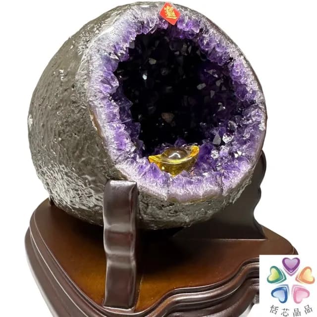 【恬芯晶品】JC13頂級烏拉圭紫晶洞3.71KG錢袋子(圓洞聚財招財貴人開運風水帝王紫水晶新居禮物新年新春)