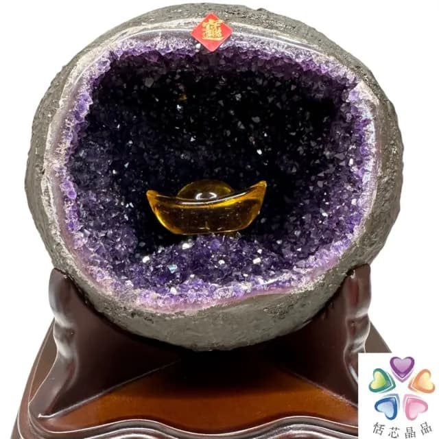 【恬芯晶品】JC33頂級烏拉圭紫晶洞3.29KG錢袋子(圓洞聚財招財貴人開運風水帝王紫水晶新居禮物新年新春)