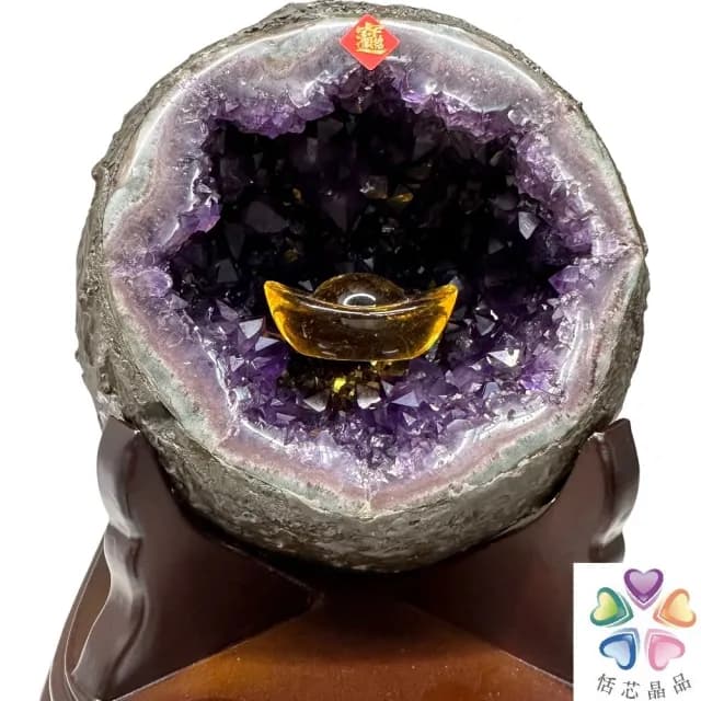 【恬芯晶品】JC29頂級烏拉圭紫晶洞4.16KG錢袋子(圓洞聚財招財貴人開運風水帝王紫水晶新居禮物新年新春)