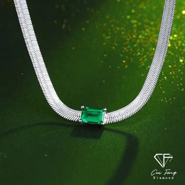 【CF鑽飾】項鍊 培育祖母綠《微光》99購物限定 禮物(哥倫比亞祖母綠 祖母綠項鍊 99購物限定  禮物 生日)