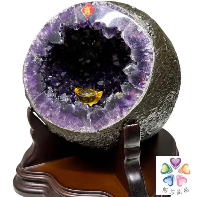 【恬芯晶品】JC47頂級烏拉圭紫晶洞4.8KG錢袋子(圓洞聚財招財貴人開運風水帝王紫水晶新居禮物新年新春)