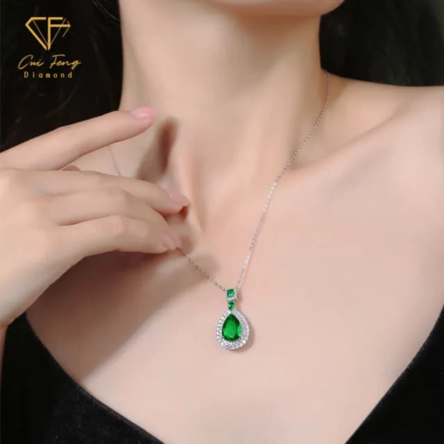 【CF鑽飾】項鍊 培育祖母綠《遐想》雙11限定 禮物(哥倫比亞祖母綠 祖母綠項鍊 生日)